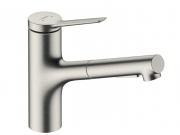 Смеситель для кухни с выдвижной лейкой Hansgrohe Zesis M33 150 однорычажный сталь 74800800