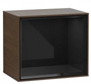 Стелаж для ванної Villeroy & Boch Finion 41,8х35,6х27 см з підсвічуванням ДСП шпон волоського горіха/глянцевий чорний лак F590PHGN