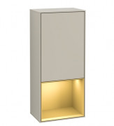 Шафка для ванної Villeroy & Boch Finion 41,8х93,6х27 см петлі праворуч з підсвічуванням МДФ пісок матовий лак/золотий матовий лак G550HFHH