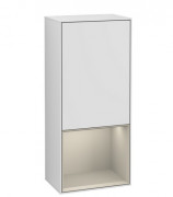 Шафка для ванної Villeroy & Boch Finion 41,8х93,6х27 см петлі праворуч з підсвічуванням МДФ білий матовий лак/пісок матовий лак G550HHMT