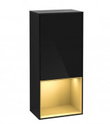 Шафка для ванної Villeroy & Boch Finion 41,8х93,6х27 см петлі праворуч з підсвічуванням МДФ глянсовий чорний лак/золотий матовий лак G550HFPH