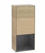 Шафка для ванної Villeroy & Boch Finion 41,8х93,6х27 см петлі праворуч з підсвічуванням ДСП шпон дуба/темно-синій матовий лак G550HGPC