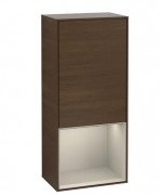 Шафка для ванної Villeroy & Boch Finion 41,8х93,6х27 см петлі праворуч з підсвічуванням ДСП шпон волоського горіха/пісок матовий лак G550HHGN