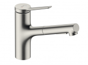 Смеситель для кухни с выдвижной лейкой Hansgrohe Zesis M33 150 с sBox lite однорычажный сталь 74803800