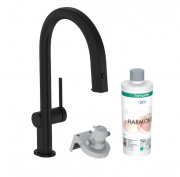 Змішувач для кухні Hansgrohe Aqittura M91 210 одноважільний з висувним носиком sBox стартовий комплект чорний матовий 76800670