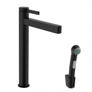 Змішувач для раковини Hansgrohe Finoris 260 одноважільний з набором для біде зі шлангом чорний матовий 76220670