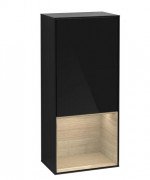 Шафка для ванної Villeroy & Boch Finion 41,8х93,6х27 см петлі праворуч з підсвічуванням МДФ глянсовий чорний лак/шпон дуба G550PCPH