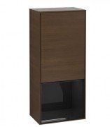 Шафка для ванної Villeroy & Boch Finion 41,8х93,6х27 см петлі праворуч з підсвічуванням ДСП шпон волоського горіха/глянцевий чорний лак G550PHGN