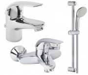 Комплект смесителей для ванной Grohe Euroeco 3 в 1 с душевым набором хром 123226S