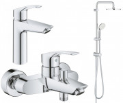 Комплект змішувачів для ванної Grohe Eurosmart New 3 в 1 з душовою системою хром UA123246R0