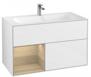 Тумба під раковину Villeroy & Boch Finion 99,6х49,8 см з підсвічуванням МДФ глянсовий білий лак/шпон дуба G030PCGF