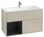 Тумба під раковину Villeroy & Boch Finion 99,6х49,8 см з підсвічуванням МДФ пісок матовий лак/чорний матовий лак G030PDHH