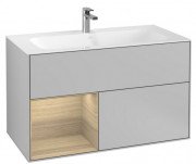 Тумба под раковину Villeroy & Boch Finion 99,6х49,8 см с подсветкой МДФ светло-серый матовый лак/шпон дуба G030PCGJ