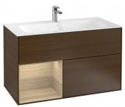 Тумба під раковину Villeroy & Boch Finion 99,6х49,8 см з підсвічуванням ДСП шпон волоського горіха/шпон дуба G030PCGN
