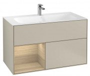 Тумба під раковину Villeroy & Boch Finion 99,6х49,8 см з підсвічуванням МДФ пісок матовий лак/шпон дуба G030PCHH