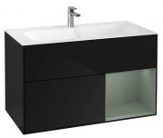 Тумба под раковину Villeroy & Boch Finion 99,6х49,8 см с подсветкой МДФ глянцевый черный лак/оливковый матовый лак G040GMPH