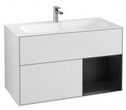 Тумба под раковину Villeroy & Boch Finion 99,6х49,8 см с подсветкой МДФ белый матовый лак/черный матовый лак G040PDMT