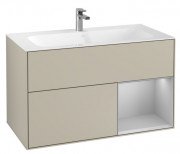 Тумба под раковину Villeroy & Boch Finion 99,6х49,8 см с подсветкой МДФ песок матовый лак/светло-серый матовый лак G040GJHH