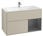 Тумба под раковину Villeroy & Boch Finion 99,6х49,8 см с подсветкой МДФ песок матовый лак/антрацит матовый лак G040GKHH