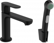 Смеситель для раковины Hansgrohe Rebris S однорычажный с гигиеническим душем черный матовый 72215670