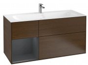 Тумба под раковину Villeroy & Boch Finion 119,6х49,8 см с подсветкой ДСП шпон грецкого ореха/темно-синий матовый лак F060HGGN