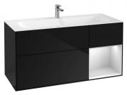 Тумба под раковину Villeroy & Boch Finion 119,6х49,8 см с подсветкой МДФ глянцевый черный лак/белый матовый лак G070MTPH