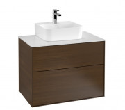 Тумба під раковину Villeroy & Boch Finion 80х50,1 см ДСП шпон волоського горіха/скло біле матове F08100GN