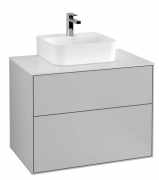 Тумба под раковину Villeroy & Boch Finion 80х50,1 см МДФ светло-серый матовый лак/стекло белое матовое F08100GJ