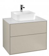 Тумба под раковину Villeroy & Boch Finion 80х50,1 см МДФ песок матовый лак/стекло белое матовое F08100HH