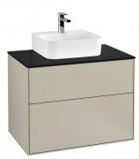 Тумба під раковину Villeroy & Boch Finion 80х50,1 см МДФ пісок матовий лак/скло чорне матове F08200HH