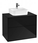 Тумба під раковину Villeroy & Boch Finion 80х50,1 см з підсвічуванням глянцевий МДФ чорний лак/скло чорне матове G08200PH