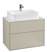 Тумба під раковину Villeroy & Boch Finion 80х50,1 см МДФ пісок матовий лак/скло біле матове F09100HH