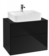 Тумба под раковину Villeroy & Boch Finion 80х50,1 см МДФ глянцевый черный лак/стекло черное матовое F09200PH