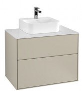 Тумба под раковину Villeroy & Boch Finion 80х50,1 см с подсветкой МДФ песок матовый лак/стекло белое матовое G08100HH