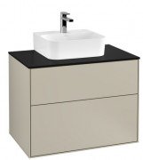 Тумба під раковину Villeroy & Boch Finion 80х50,1 см із підсвічуванням МДФ пісок матовий лак/скло чорне матове G08200HH