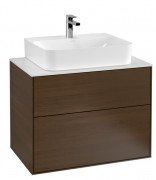 Тумба под раковину Villeroy & Boch Finion 80х50,1 см ДСП шпон грецкого ореха/стекло белое матовое F09100GN