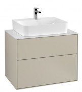 Тумба під раковину Villeroy & Boch Finion 80х50,1 см МДФ пісок матовий лак/скло біле матове F09100HH