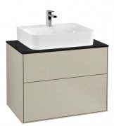 Тумба под раковину Villeroy & Boch Finion 80х50,1 см МДФ песок матовый лак/стекло черное матовое F09200HH