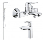 Комплект змішувачів для ванної Grohe BauLoop 3 в 1 з душовою системою хром UA123215TM