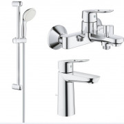 Комплект смесителей для ванной Grohe BauLoop 3 в 1 с душевым набором хром UA123215M1
