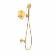 Душевая система скрытого монтажа Tres Study Exclusive с изливом и однорычажным смесителем золото матовый 26228060OM