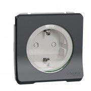 Механизм розетки Schneider Electric Mureva Styl с заземлением и шторками IP55 антрацит MUR36134