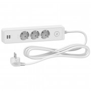 Подовжувач Schneider Electric Unica 3 розетки із заземленням 2 USB 3 м білий ST943U3W