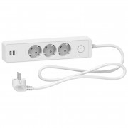 Удлинитель Schneider Electric Unica 3 розетки с заземлением 2 USB 1,5 м белый ST943U1W