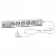 Подовжувач Schneider Electric Unica 5 розеток із заземленням 2 USB 1,5 м алюміній/білий ST945U1WA