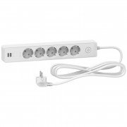 Подовжувач Schneider Electric Unica 5 розеток 2 USB 3 м білий ST945U3W