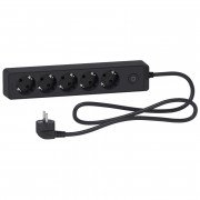 Подовжувач Schneider Electric Unica 5 розеток із заземленням 1,5 м чорний ST9451B