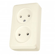 Розетка Schneider Electric Prima двойная без заземления и шторок слоновая кость WDE001140