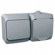 Розетка + вимикач Schneider Electric Cedar Plus сірий WDE000600