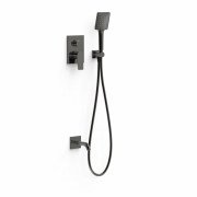 Душова система прихованого монтажу Tres Project-Tres з виливом та одноважільним змішувачем металевий чорний 21128070KM